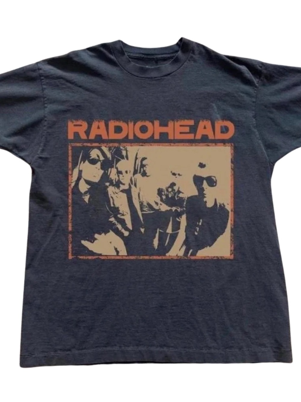 Gildan Radiohead Black Tee with Orange and Tan Graphic